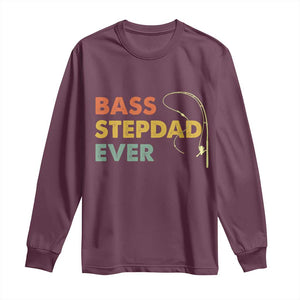 Fishing Bonus Dad Long Sleeve Shirt Retro Bass Stepdad Ever Fathers Day Fisherman TS10 Maroon Print Your Wear