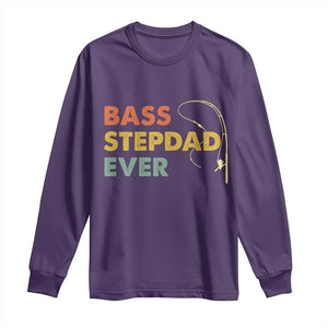 Fishing Bonus Dad Long Sleeve Shirt Retro Bass Stepdad Ever Fathers Day Fisherman TS10 Purple Print Your Wear