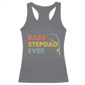 Fishing Bonus Dad Racerback Tank Top Retro Bass Stepdad Ever Fathers Day Fisherman TS10 Charcoal Print Your Wear