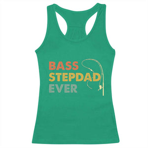 Fishing Bonus Dad Racerback Tank Top Retro Bass Stepdad Ever Fathers Day Fisherman TS10 Irish Green Print Your Wear