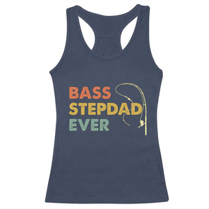 Fishing Bonus Dad Racerback Tank Top Retro Bass Stepdad Ever Fathers Day Fisherman TS10 Navy Print Your Wear