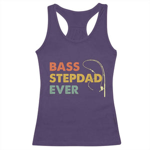 Fishing Bonus Dad Racerback Tank Top Retro Bass Stepdad Ever Fathers Day Fisherman TS10 Purple Print Your Wear