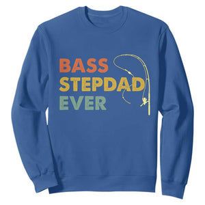 Fishing Bonus Dad Sweatshirt Retro Bass Stepdad Ever Fathers Day Fisherman TS10 Royal Blue Print Your Wear