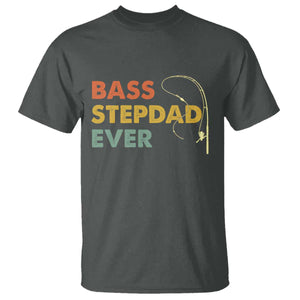 Fishing Bonus Dad T Shirt Retro Bass Stepdad Ever Fathers Day Fisherman TS10 Dark Heather Print Your Wear