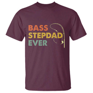 Fishing Bonus Dad T Shirt Retro Bass Stepdad Ever Fathers Day Fisherman TS10 Maroon Print Your Wear