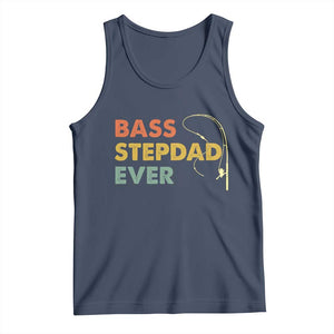 Fishing Bonus Dad Tank Top Retro Bass Stepdad Ever Fathers Day Fisherman TS10 Navy Print Your Wear