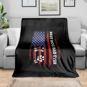 Best Dog Dad Ever Throw Blanket Fathers Day Gift From Dog USA Flag Puppy Lover Paw