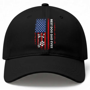Best Dog Dad Ever Baseball Cap Fathers Day Gift From Dog USA Flag Puppy Lover Paw