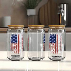 Best Dog Dad Ever Glass Can Fathers Day Gift From Dog USA Flag Puppy Lover Paw