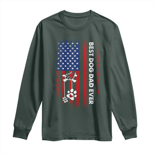 Best Dog Dad Ever Long Sleeve Shirt Fathers Day Gift From Dog USA Flag Puppy Lover Paw