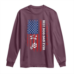 Best Dog Dad Ever Long Sleeve Shirt Fathers Day Gift From Dog USA Flag Puppy Lover Paw