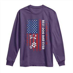 Best Dog Dad Ever Long Sleeve Shirt Fathers Day Gift From Dog USA Flag Puppy Lover Paw