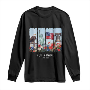 250 Years American 1776 2026 Long Sleeve Shirt 250th 4th July Independence Day Eagle Statue of Liberty Flag
