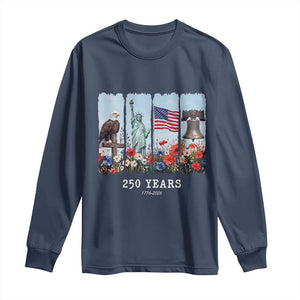 250 Years American 1776 2026 Long Sleeve Shirt 250th 4th July Independence Day Eagle Statue of Liberty Flag