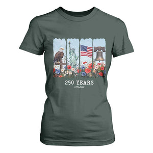 250 Years American 1776 2026 T Shirt For Women 250th 4th July Independence Day Eagle Statue of Liberty Flag