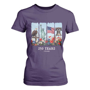 250 Years American 1776 2026 T Shirt For Women 250th 4th July Independence Day Eagle Statue of Liberty Flag
