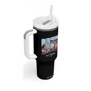 250 Years American 1776 2026 Tumbler With Handle 250th 4th July Independence Day Eagle Statue of Liberty Flag