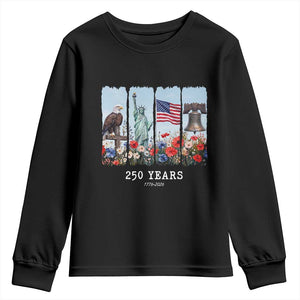 250 Years American 1776 2026 Youth Sweatshirt 250th 4th July Independence Day Eagle Statue of Liberty Flag
