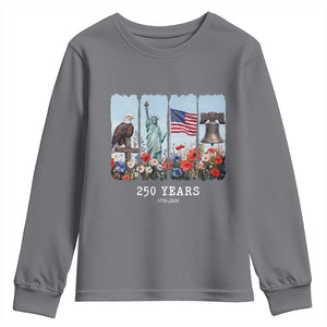250 Years American 1776 2026 Youth Sweatshirt 250th 4th July Independence Day Eagle Statue of Liberty Flag