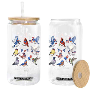 USA 250th Anniversary Bird Glass Can Patriotic American Birds Independence Day Birdwatchers Birders