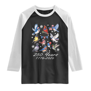 USA 250th Anniversary Bird Raglan Shirt Patriotic American Birds Independence Day Birdwatchers Birders