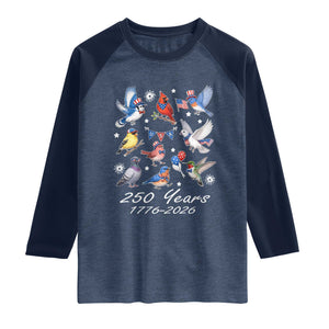 USA 250th Anniversary Bird Raglan Shirt Patriotic American Birds Independence Day Birdwatchers Birders