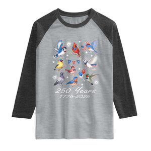USA 250th Anniversary Bird Raglan Shirt Patriotic American Birds Independence Day Birdwatchers Birders