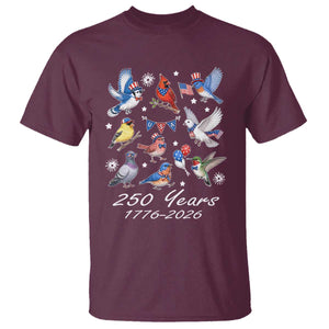 USA 250th Anniversary Bird T Shirt Patriotic American Birds Independence Day Birdwatchers Birders