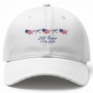 250th Anniversary USA Baseball Cap American Flag Dainty Bow 4th of July