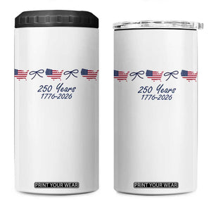 250th Anniversary USA 4 in 1 Can Cooler Tumbler American Flag Dainty Bow 4th of July TS10 One Size: 16 oz White Print Your Wear