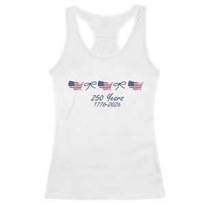 250th Anniversary USA Racerback Tank Top American Flag Dainty Bow 4th of July