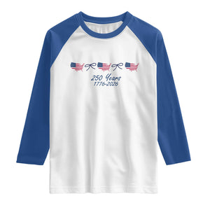 250th Anniversary USA Raglan Shirt American Flag Dainty Bow 4th of July TS10 White Royal Print Your Wear