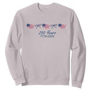 250th Anniversary USA Sweatshirt American Flag Dainty Bow 4th of July