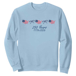 250th Anniversary USA Sweatshirt American Flag Dainty Bow 4th of July