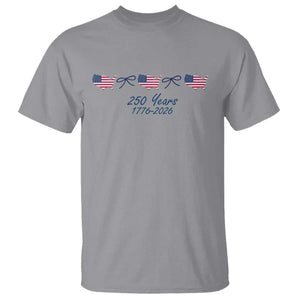 250th Anniversary USA T Shirt American Flag Dainty Bow 4th of July