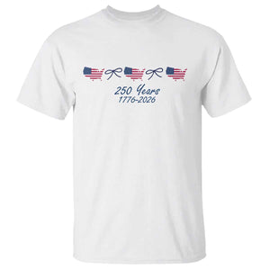 250th Anniversary USA T Shirt American Flag Dainty Bow 4th of July