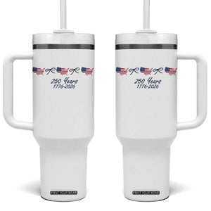 250th Anniversary USA Tumbler With Handle American Flag Dainty Bow 4th of July