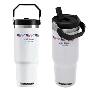 250th Anniversary USA Flip Straw Tumbler American Flag Dainty Bow 4th of July