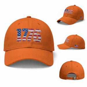 Distressed Faux Patchwork 1776 USA Flag Baseball Cap Vintage Effect Printing Patriotic Graphic 4th Of July Independence Day