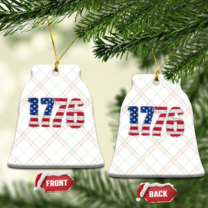 Distressed Faux Patchwork 1776 USA Flag Ceramic Ornament Vintage Effect Printing Patriotic Graphic 4th Of July Independence Day