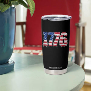 Distressed Faux Patchwork 1776 USA Flag Tumbler Cup Vintage Effect Printing Patriotic Graphic 4th Of July Independence Day