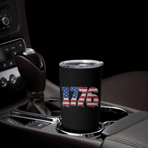 Distressed Faux Patchwork 1776 USA Flag Tumbler Cup Vintage Effect Printing Patriotic Graphic 4th Of July Independence Day