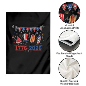 250 Years American 1776 2026 Garden Flag Patriotic Watermelon Hotdog Firework 250th 4th July Independence Day