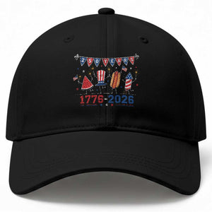 250 Years American 1776 2026 Baseball Cap Patriotic Watermelon Hotdog Firework 250th 4th July Independence Day