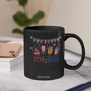 250 Years American 1776 2026 Coffee Mug Patriotic Watermelon Hotdog Firework 250th 4th July Independence Day