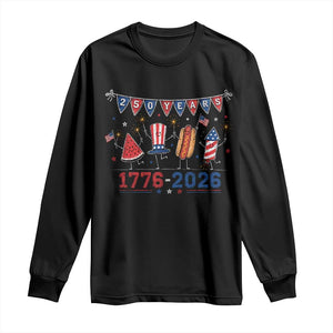 250 Years American 1776 2026 Long Sleeve Shirt Patriotic Watermelon Hotdog Firework 250th 4th July Independence Day