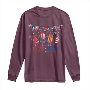 250 Years American 1776 2026 Long Sleeve Shirt Patriotic Watermelon Hotdog Firework 250th 4th July Independence Day