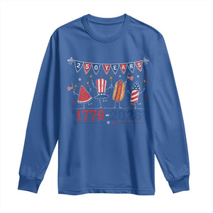 250 Years American 1776 2026 Long Sleeve Shirt Patriotic Watermelon Hotdog Firework 250th 4th July Independence Day