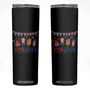 250 Years American 1776 2026 Skinny Tumbler Patriotic Watermelon Hotdog Firework 250th 4th July Independence Day