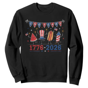 250 Years American 1776 2026 Sweatshirt Patriotic Watermelon Hotdog Firework 250th 4th July Independence Day